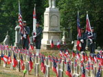 Colonel Harry W. Gilmor Camp Color Guard at the Confederate Memorial Day Ceremony , Loudon Park Cemetery. June 2, 2007 L to R Bob Lyons, Bruce Null, Wayne Cofiell, Steve Smith