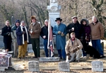 Friends and Gilmor Camp members at the grave of Col. Harry Gilmor on the anniversary of his birth, January 24, 2011<br/>L to R<br/>Standing:  Jay Barringer, Ed Schillo, Elliott Cummings, John Zebelean, Chuck Walker, Steve Adamski, Craig Borne, Jean Borne, Mike Williams<br/>Kneeling: Craig Gotschall, Ollie the Wonder Dog.